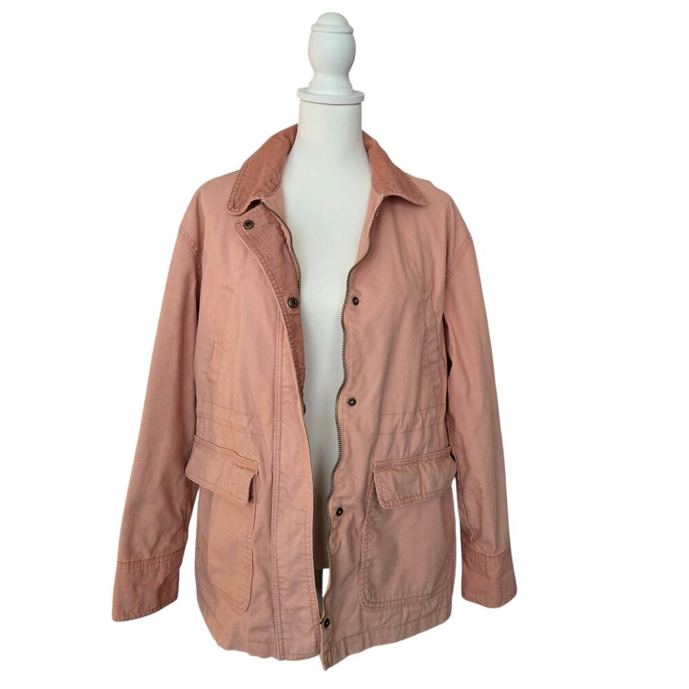Corduroy Collar Chore Jacket Medium Warm Peach Coral Barn Coat Workwear Casual